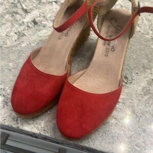 Red Women's Ankle Strap Shoes